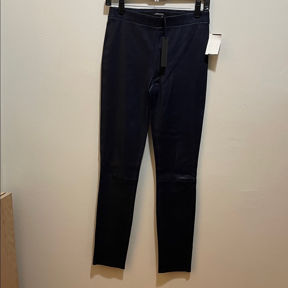 J Brand Blue Amethyst Leather Skinny Pants